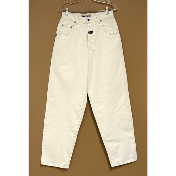 Vintage BOSS Jeans Mens White Baggy Wide Leg 30x32 JNCO Style Made in USA - Picture 2 of 11